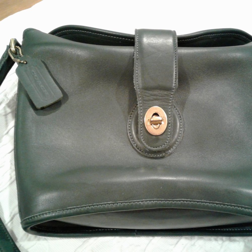 Coach Vintage Binocular Green Leather Bag